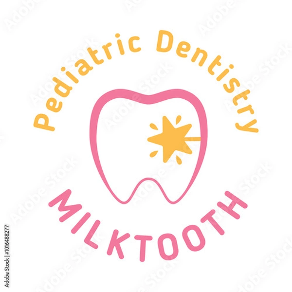 Fototapeta Dentistry clinic Logo Design Vector.  Flat style isolated on white background. Abstract milktooth Logo Concept Template. EPS10