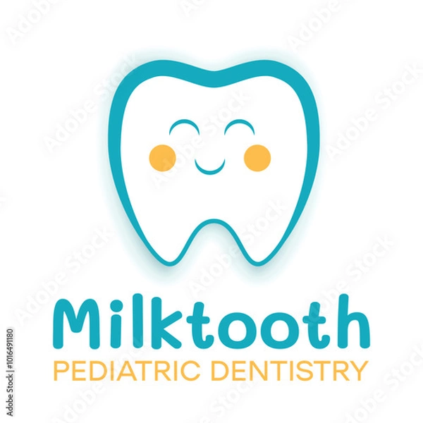 Fototapeta Dentistry clinic Logo Design Vector.  Flat style isolated on white background. Abstract milktooth Logo Concept Template. EPS10
