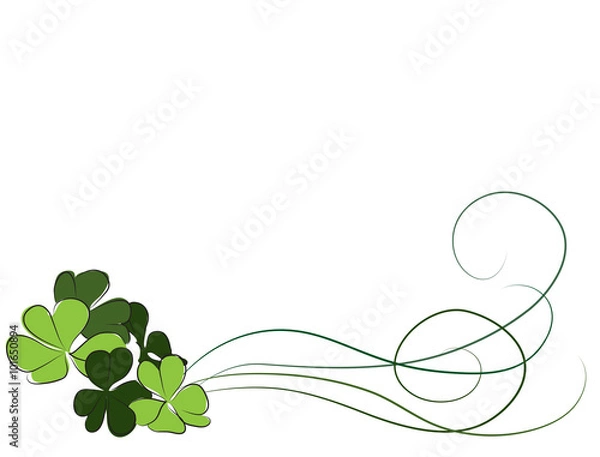 Obraz Green Shamrocks and swirls