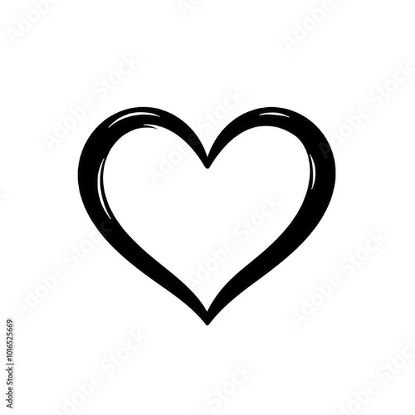 Fototapeta Thick-lined heart shape with artistic curved accents on top, isolated on transparent background, Generative AI