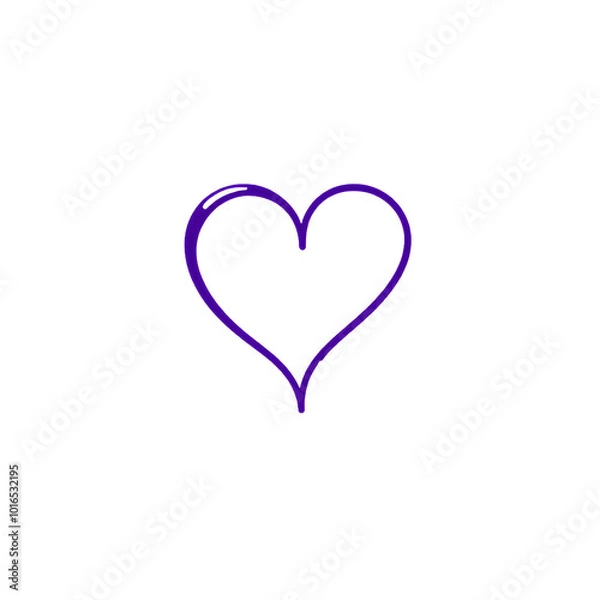 Fototapeta Hand-drawn purple heart with irregular outline, isolated on transparent background, Generative AI