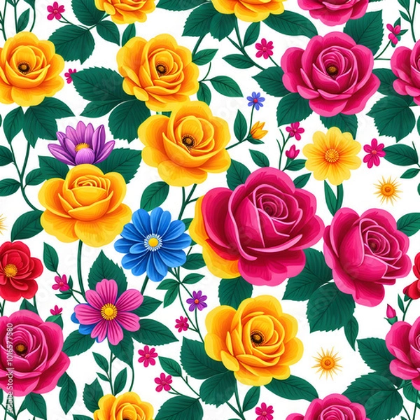 Fototapeta seamless pattern with roses
