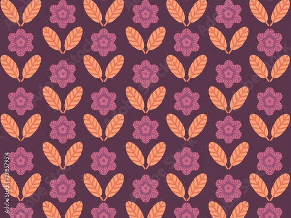 Obraz Art & Illustration geometric flower and leaf pattern.