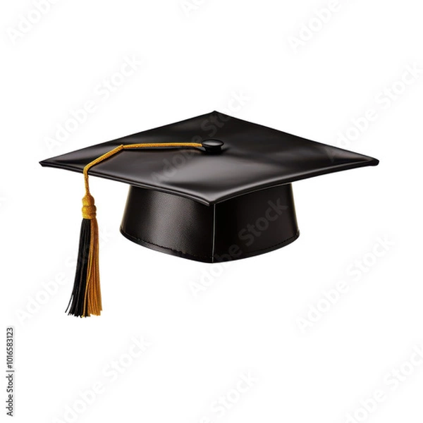Obraz A black graduation cap with a gold tassel