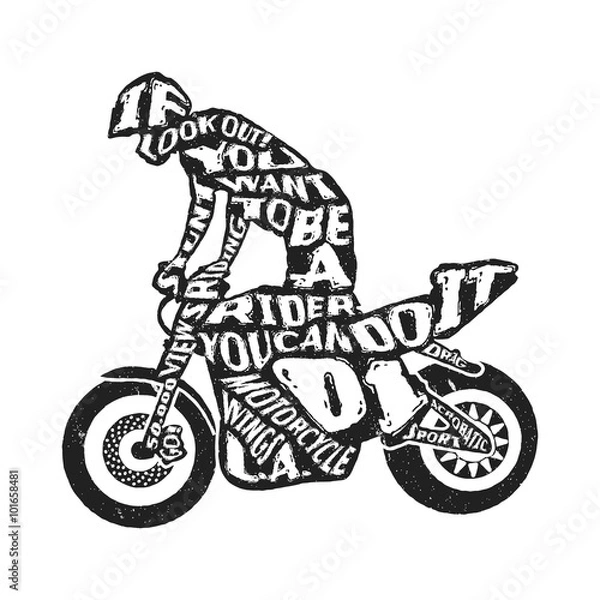 Obraz Typography lettering motorcyclist
