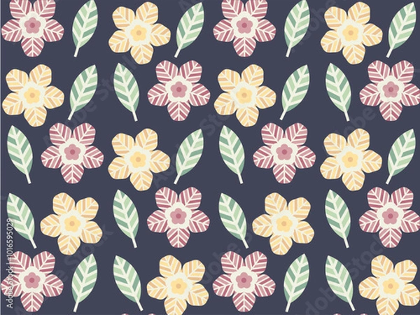 Obraz Art & Illustration colorful geometric flower and leaf pattern.