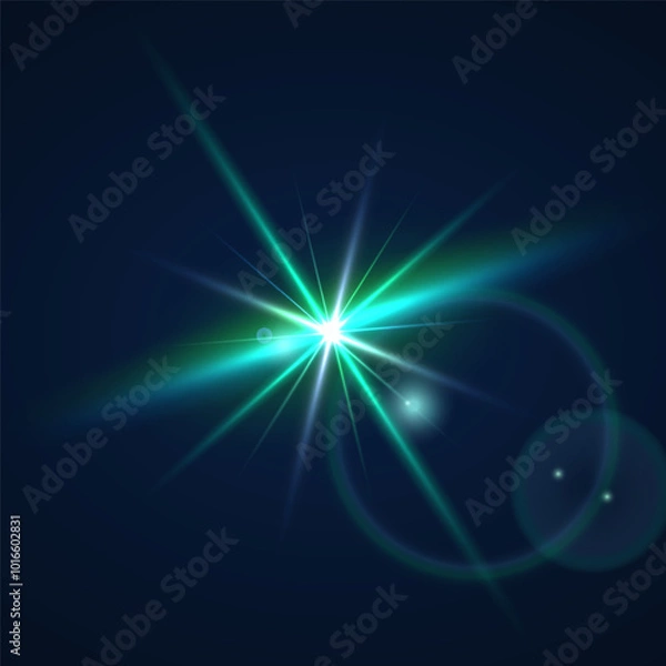 Fototapeta Beams of bright light shining on black background. White and golden beams of bright light shining on black background