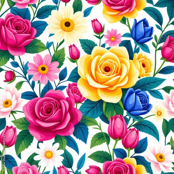 Fototapeta seamless pattern with roses
