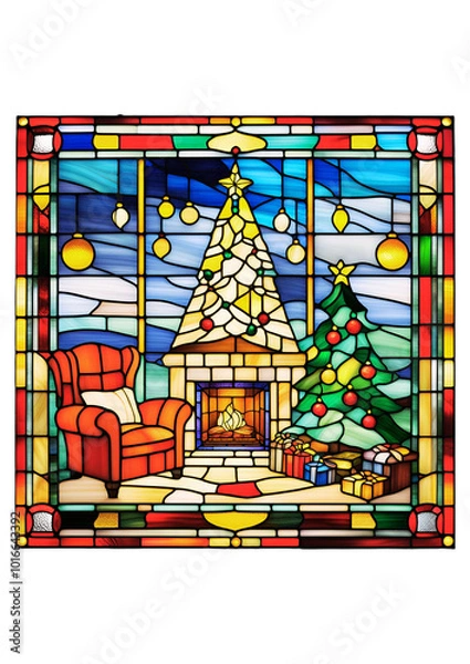 Obraz ステンドガラス風のクリスマスイラスト