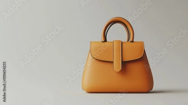 Fototapeta A stylish small leather handbag placed on a white background, showcasing its sleek design and sophisticated craftsmanship in a refined setting
