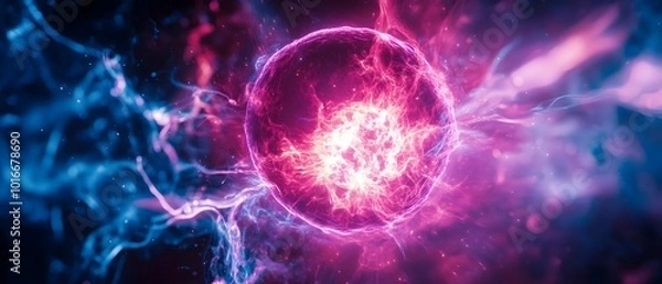 Fototapeta Visualizing the Byproducts of Successful Plasma Fusion Reactions in a Photography Concept   Depicting the Helium Production and Energy Released in the Fusion Process