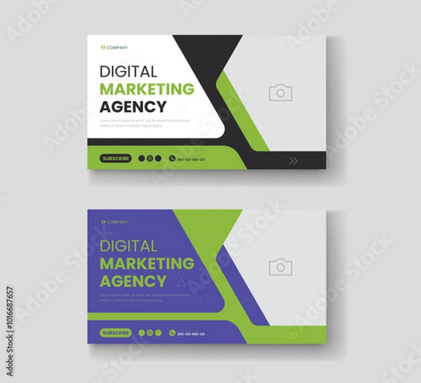 Fototapeta Corporate business and digital marketing youtube thumbnail or web banner template