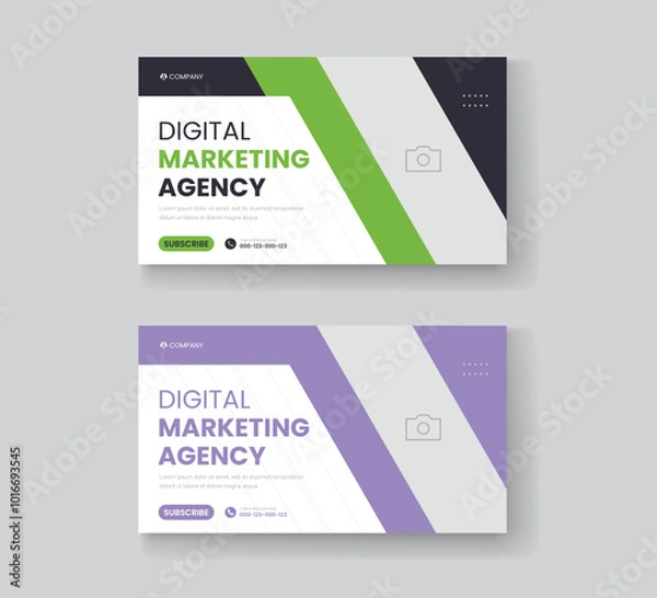 Fototapeta Corporate business and digital marketing youtube thumbnail or web banner template