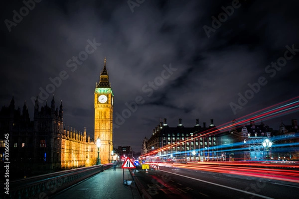 Fototapeta Westminster passing lights dark