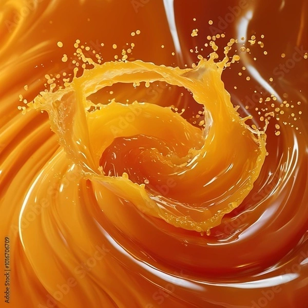 Fototapeta A swirling vortex of orange juice creates a beautiful and vibrant splash