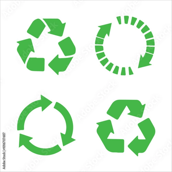 Fototapeta Set Of Four Green Recycling Signs
