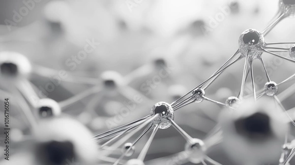 Obraz Abstract Molecular Structure in Monochrome