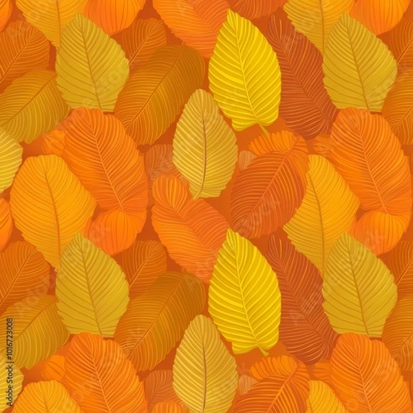 Obraz The color scheme of autumn leaves is seamless across the background. Modern illustration