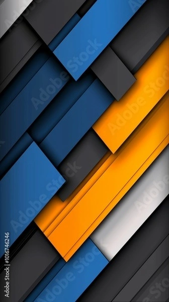 Fototapeta  A tight shot of a cell phone featuring a blue-yellow back design contrasting with a black-yellow front design