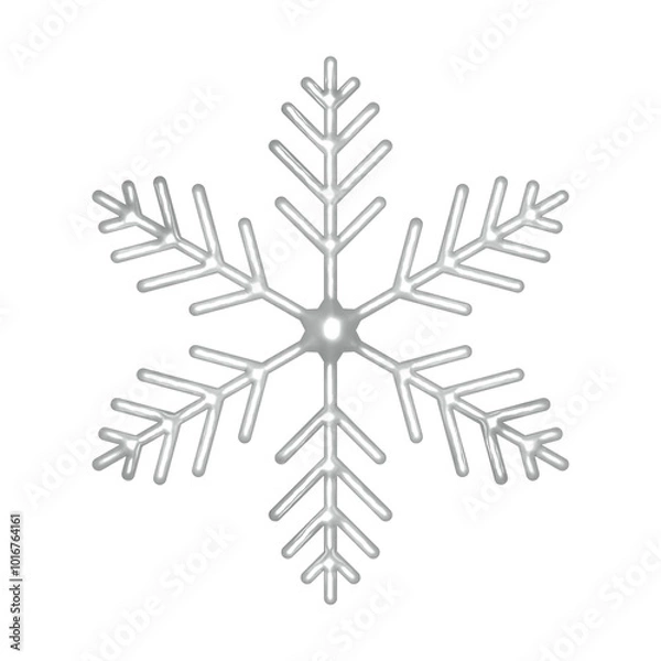 Obraz  3D silver snowflake illustration. PNG with transparent background.
