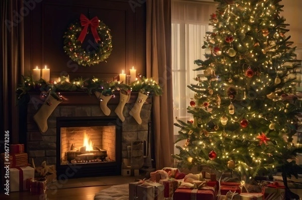 Obraz merry christmas decoration background