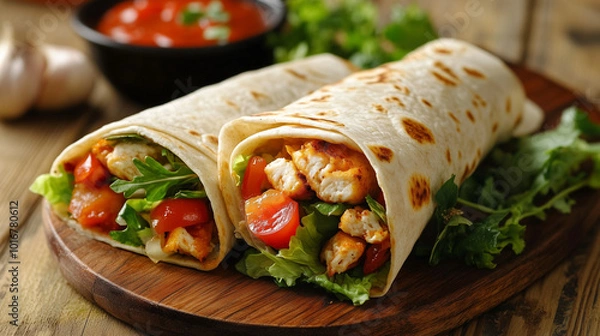 Obraz Tortilla wrap fresh ingredients
