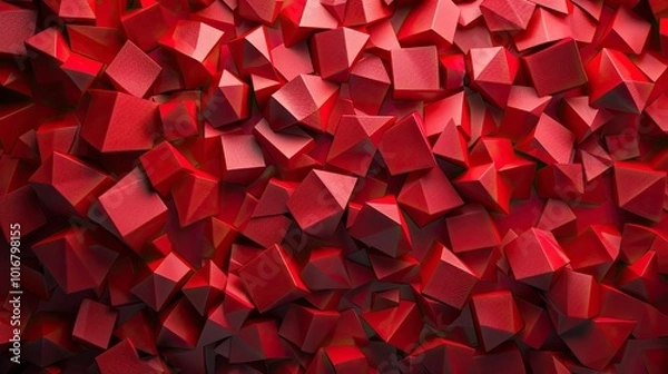 Fototapeta 3d abstract red geometric shape digital backgrounds illustration