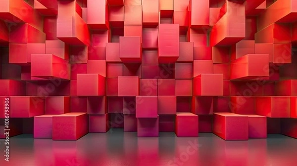 Fototapeta 3d abstract red geometric shape digital backgrounds illustration