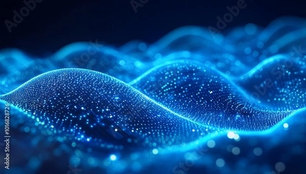 Fototapeta Futuristic Abstract Blue Background with Neon Lines. AI generated illustration