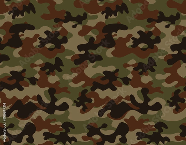 Fototapeta 
forest camouflage pattern, vector seamless green design, trendy military print texture