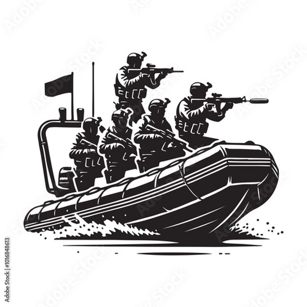 Fototapeta Military Combat Boat in Action vector