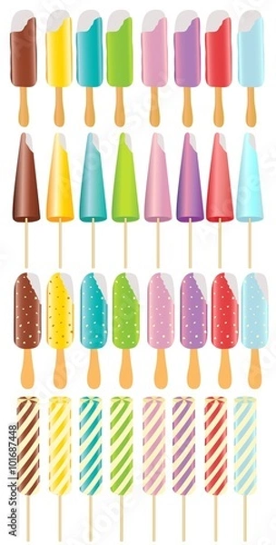 Fototapeta set of ice creames different type and color