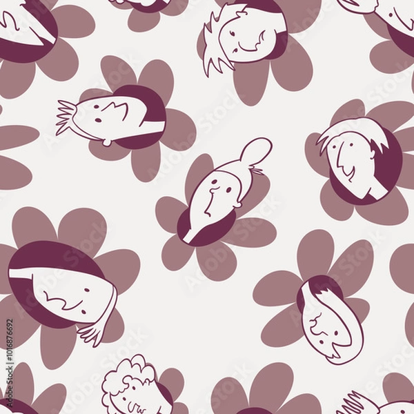Fototapeta 65 Seamless background with funny faces.eps