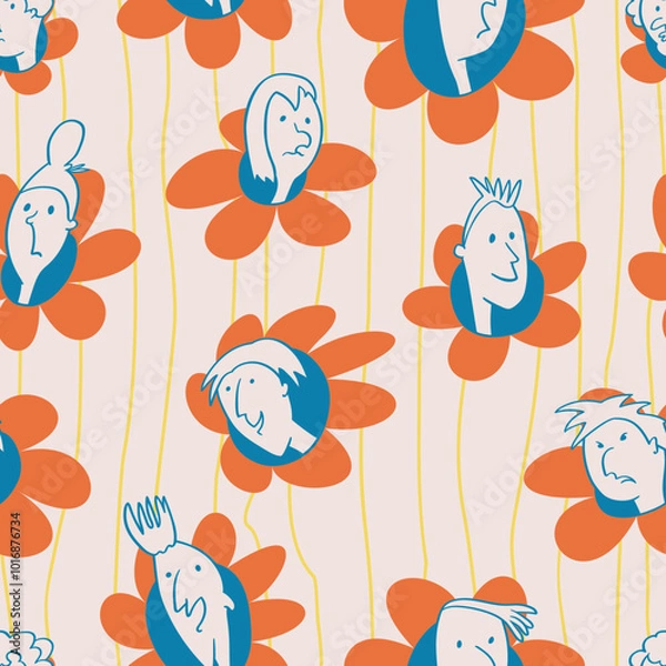 Fototapeta 66 Seamless background with funny faces.eps