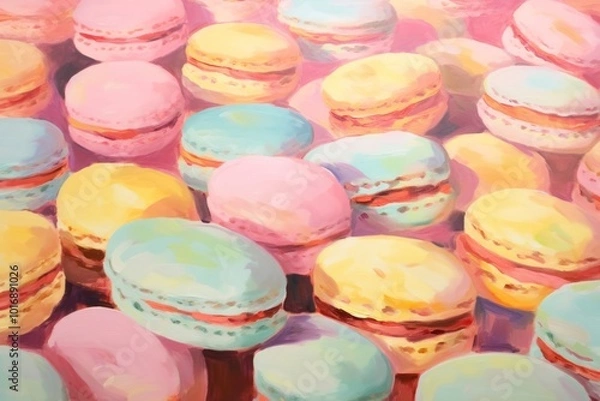 Fototapeta Macaron pattern backgrounds painting macarons.