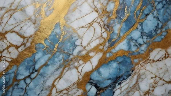 Obraz Luxurious Blue and Gold Marble Texture with Elegant Patterns
