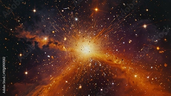 Obraz Stunning Cosmic Explosion in a Starry Galaxy