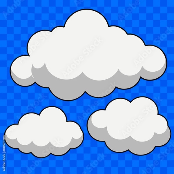 Fototapeta  set of different types of white cloud on a transparent background, vector, digital illustration vector, svg