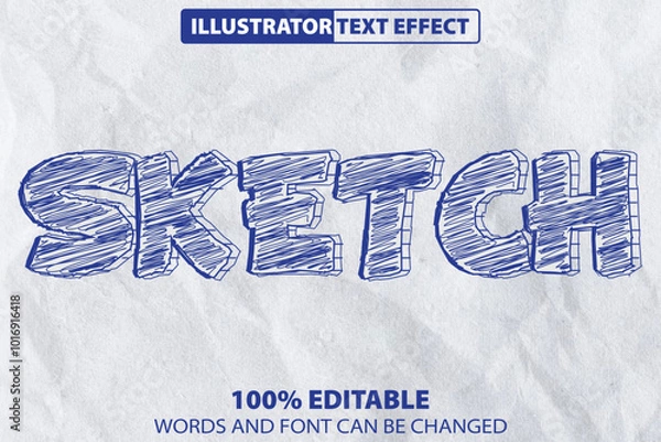 Fototapeta Editable Handwritten Sketch Style Vector Text Effect