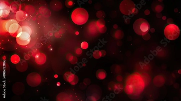 Fototapeta Red bokeh of lights on a black background. 