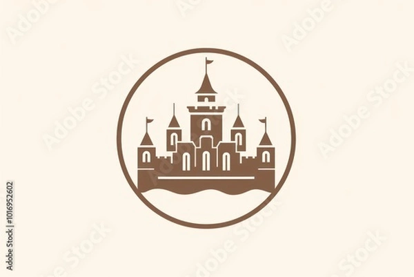 Fototapeta A modern royal logo with castle circle architecture calligraphy.