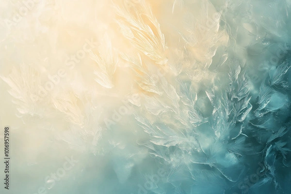 Fototapeta Ice crystal texture, frosty patterns, semi-translucent with intricate details
