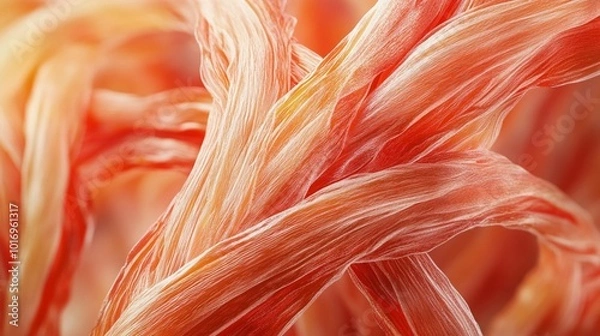 Obraz close-up image of human muscle tendons, fibrous tissue connection, detailed anatomical structure, flexible and strong fibers, realistic texture