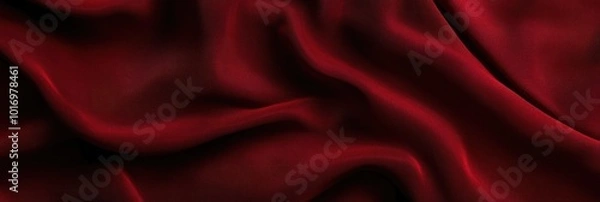 Fototapeta Flowing Elegance: Dark Red Cloth Background with Delicate Wavy Patterns
