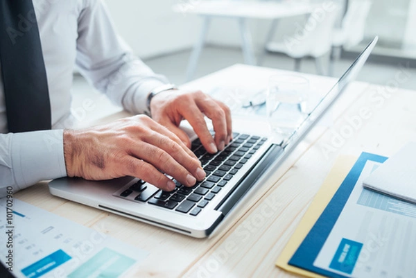 Fototapeta Businessman working at desk