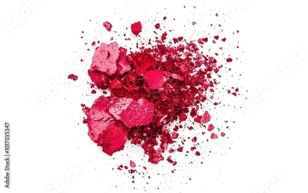 Fototapeta Bright red pigment powder scattered on a white surface, highlighting its texture and vibrancy