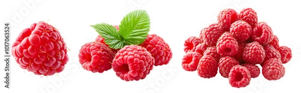 Fototapeta Sweet raspberry fruit isolated on transparent background. Png format