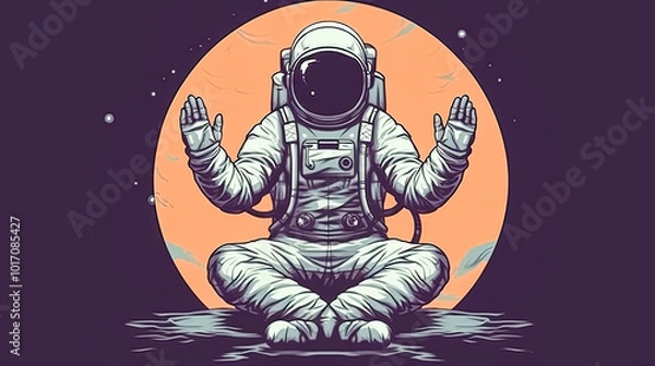 Obraz an astronaut finds equilibrium in yoga on an alien world