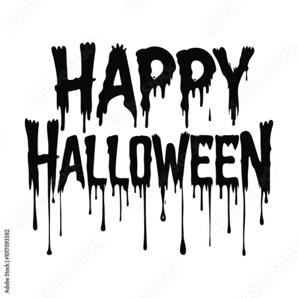 Fototapeta Dripping Happy Halloween Text on a White Background