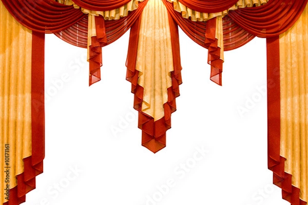 Obraz red with gold stage curtain isolated on white